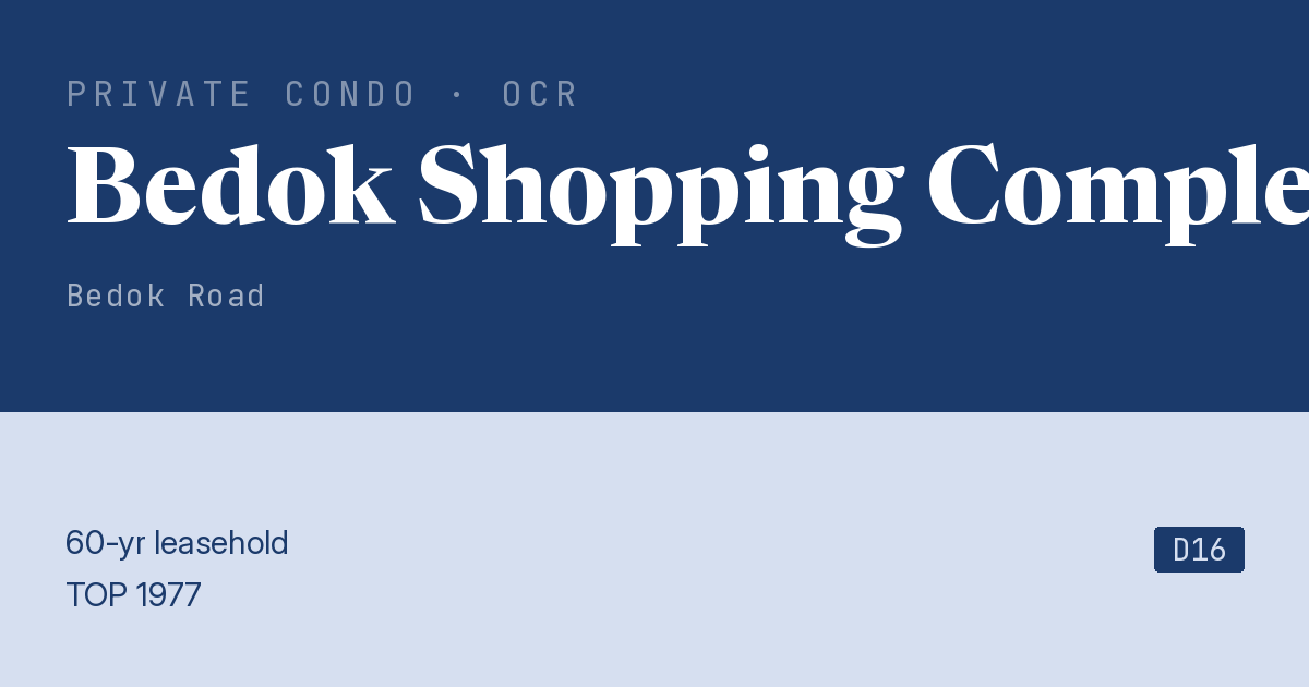 Bedok Shopping Complex Resale | Price, Transactions, Rental & Analysis