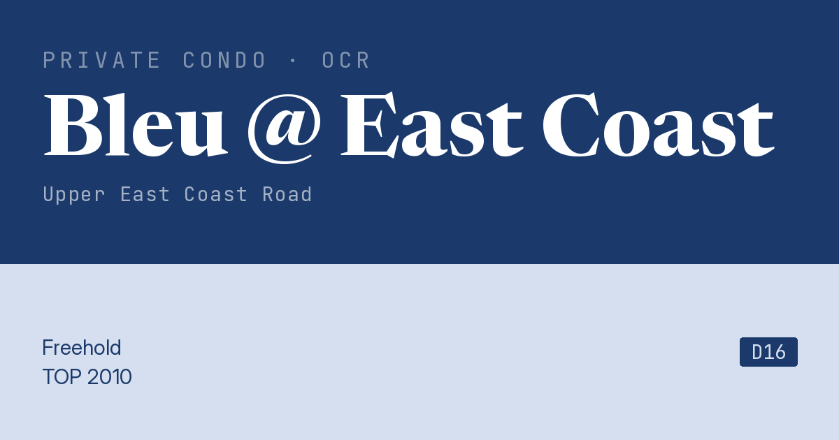 Bleu @ East Coast Resale | Price, Transactions, Rental & Analysis
