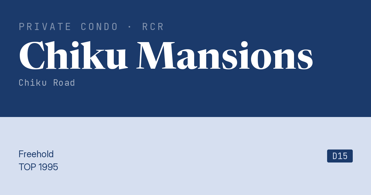 Chiku Mansions Resale | Price, Transactions, Rental & Analysis