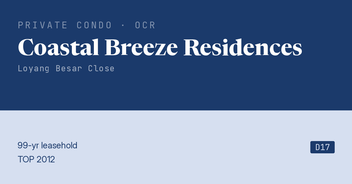 Coastal Breeze Residences Resale | Price, Transactions, Rental & Analysis