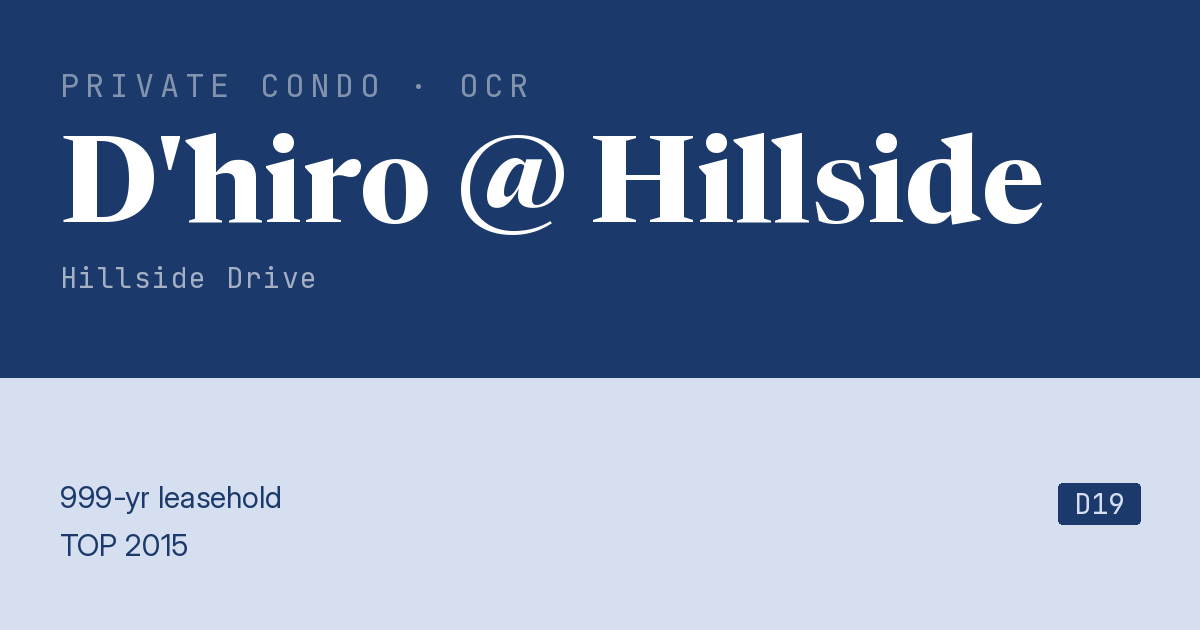 D'hiro @ Hillside Resale | Price, Transactions, Rental & Analysis