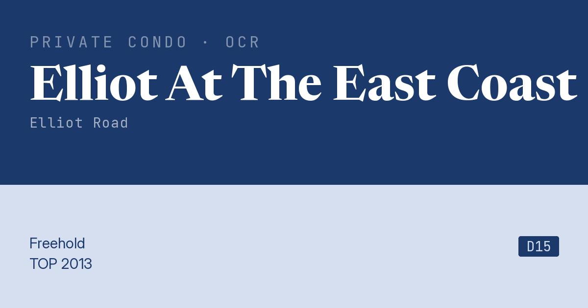 Elliot At The East Coast Resale | Price, Transactions, Rental & Analysis