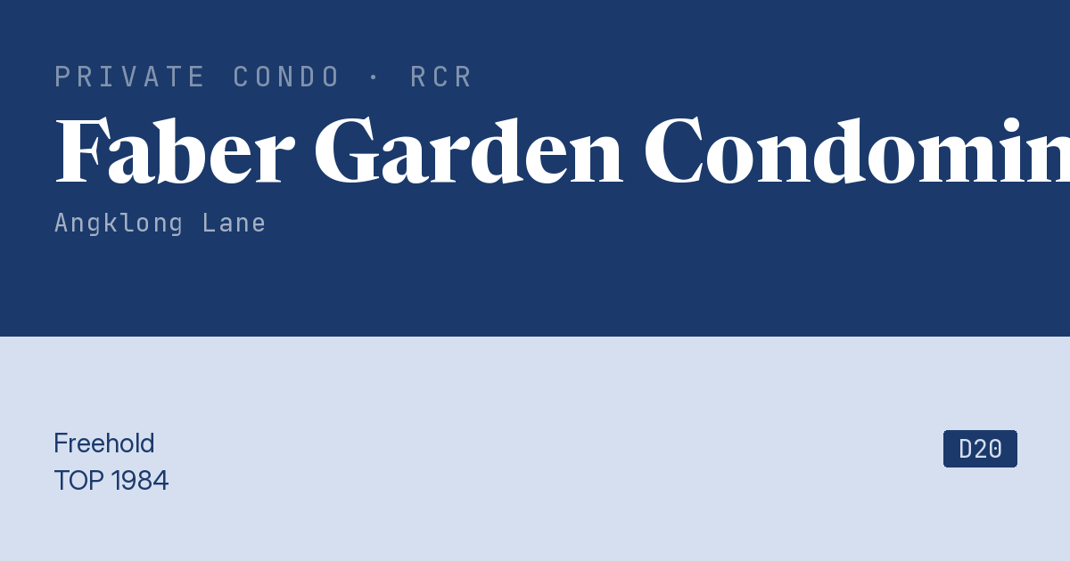 Faber Garden Condominium Resale | Price, Transactions, Rental & Analysis