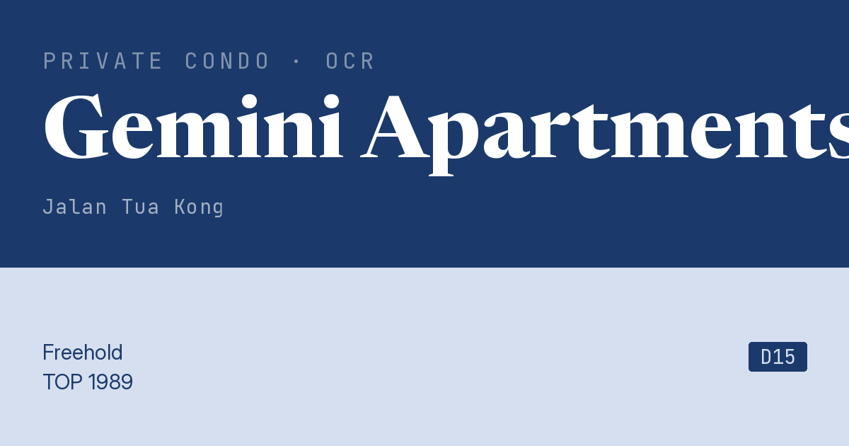 Gemini Apartments Resale | Price, Transactions, Rental & Analysis