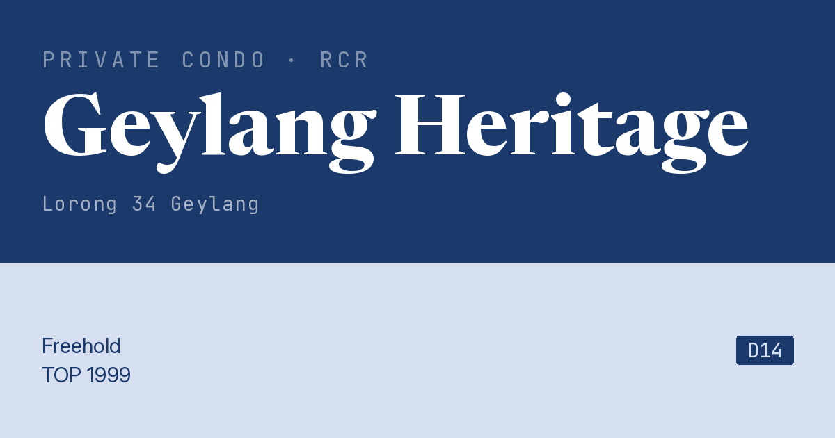 Geylang Heritage Resale | Price, Transactions, Rental & Analysis