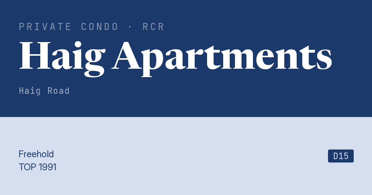 Haig Apartments Resale | Price, Transactions, Rental & Analysis