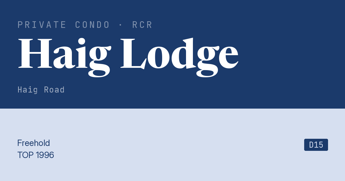 Haig Lodge Resale | Price, Transactions, Rental & Analysis