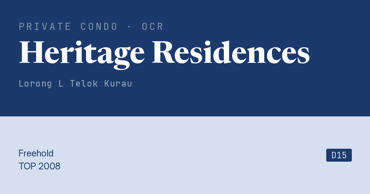 Heritage Residences Resale | Price, Transactions, Rental & Analysis