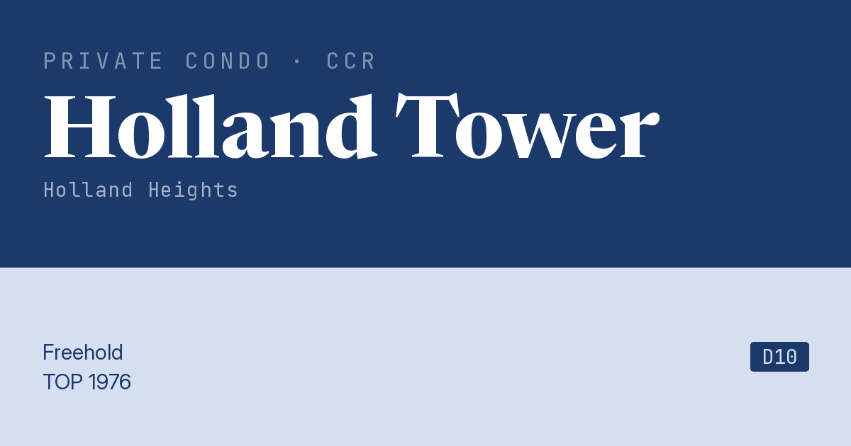 Holland Tower Resale | Price, Transactions, Rental & Analysis