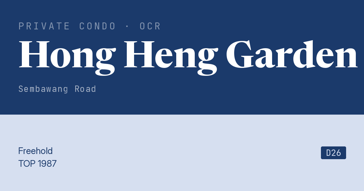 Hong Heng Garden Resale | Price, Transactions, Rental & Analysis