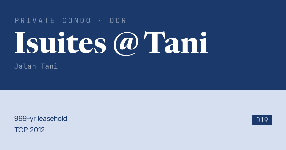 Isuites @ Tani Resale | Price, Transactions, Rental & Analysis