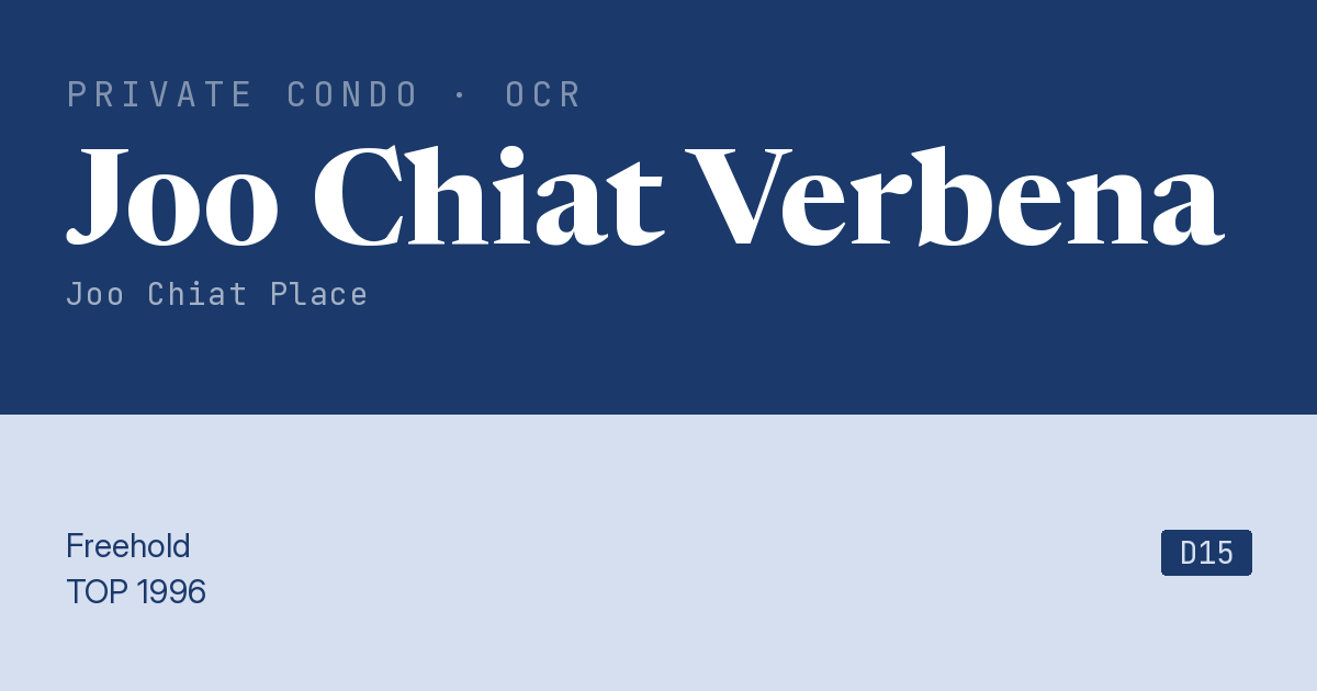Joo Chiat Verbena Resale | Price, Transactions, Rental & Analysis