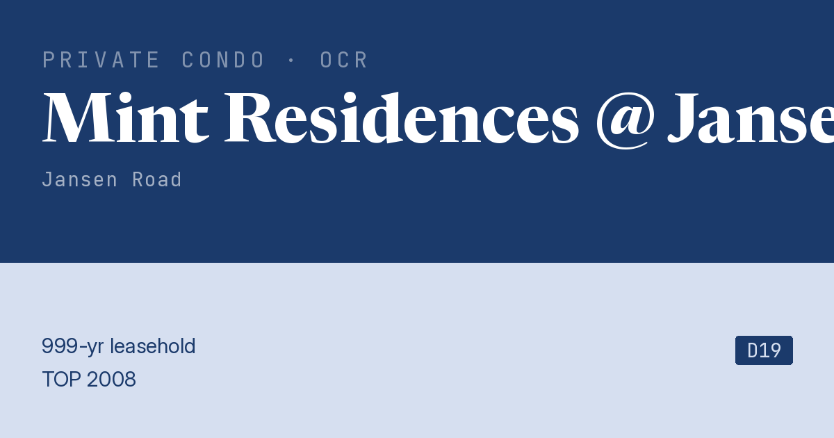 Mint Residences @ Jansen Resale | Price, Transactions, Rental & Analysis