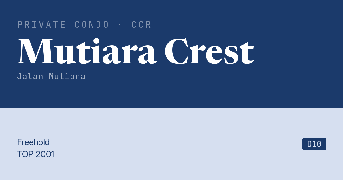 Mutiara Crest Resale | Price, Transactions, Rental & Analysis