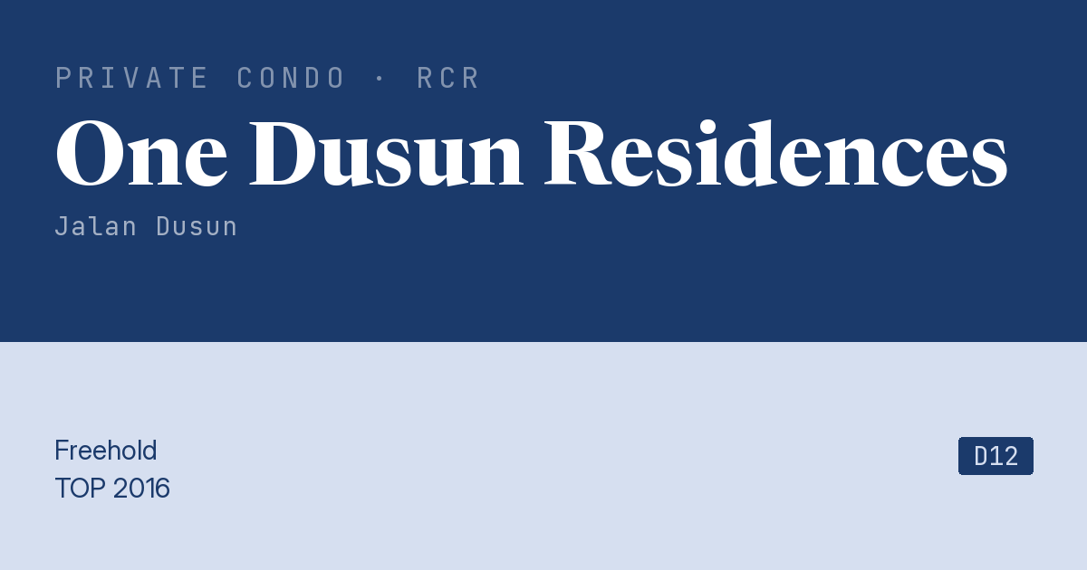 One Dusun Residences Resale | Price, Transactions, Rental & Analysis