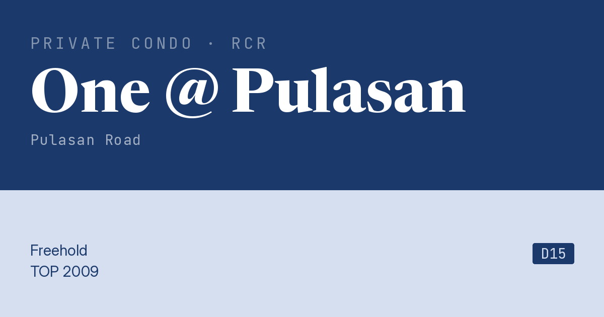 One @ Pulasan Resale | Price, Transactions, Rental & Analysis