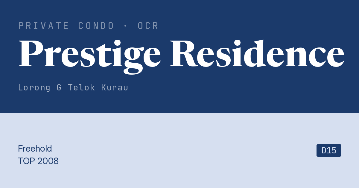 Prestige Residence Resale | Price, Transactions, Rental & Analysis
