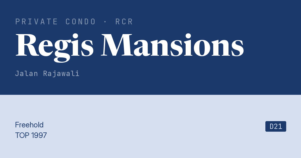 Regis Mansions Resale | Price, Transactions, Rental & Analysis