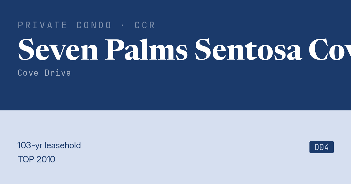 Seven Palms Sentosa Cove Resale | Price, Transactions, Rental & Analysis