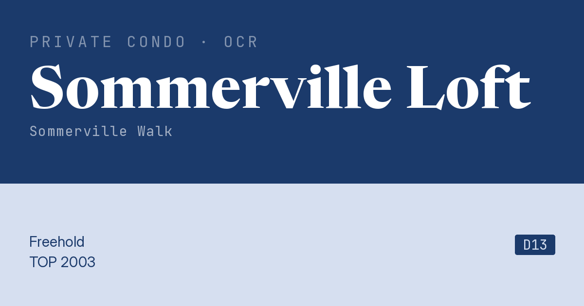 Sommerville Loft Resale | Price, Transactions, Rental & Analysis