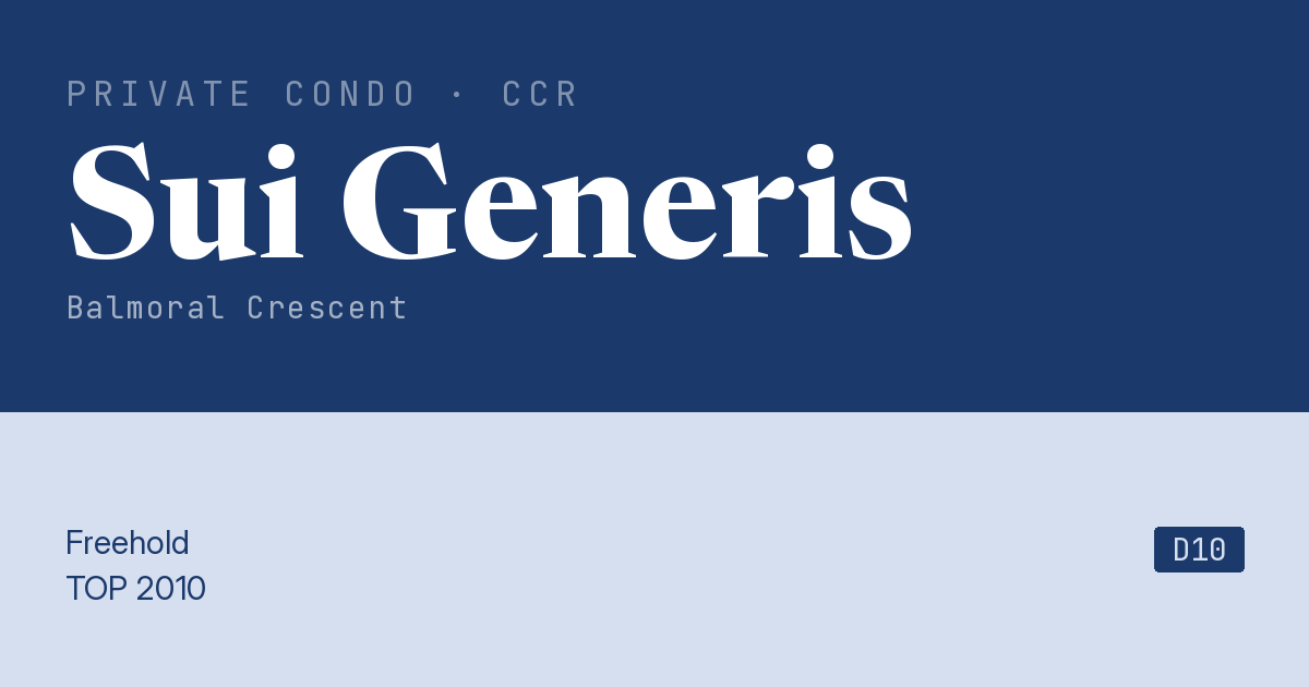 Sui Generis Resale | Price, Transactions, Rental & Analysis