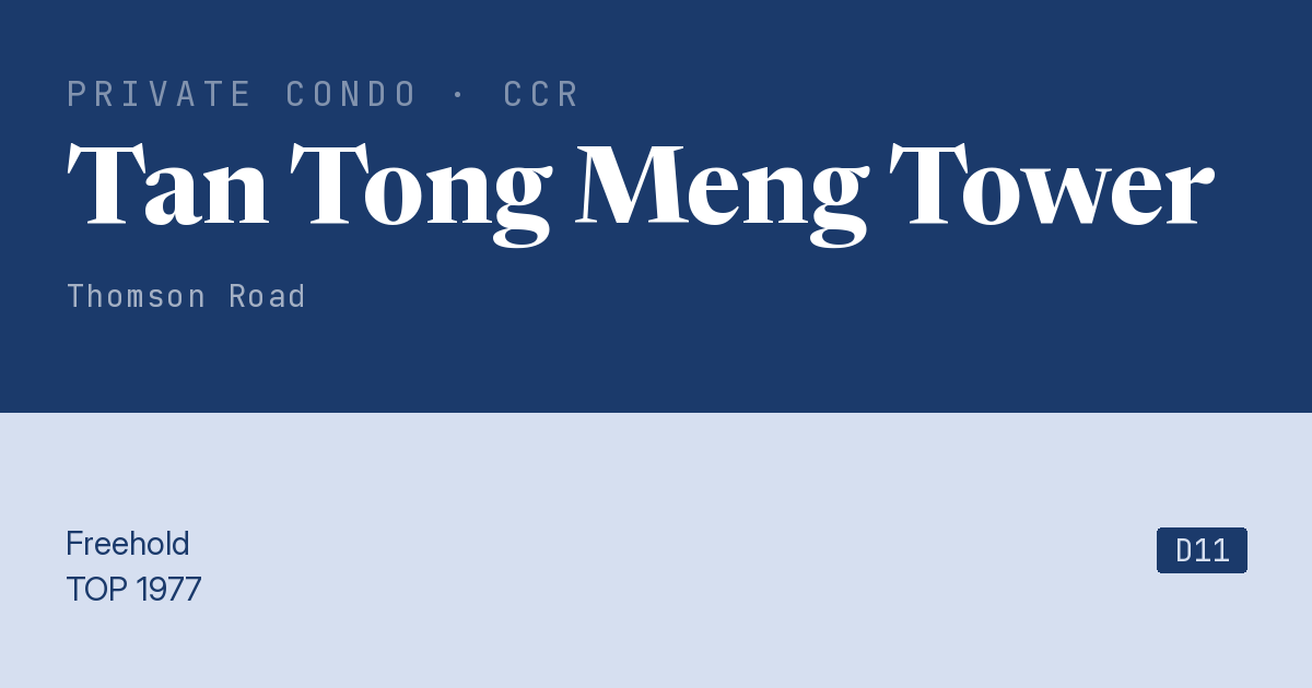 Tan Tong Meng Tower Resale | Price, Transactions, Rental & Analysis
