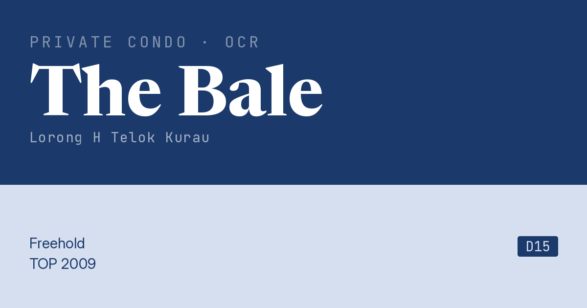 The Bale Resale | Price, Transactions, Rental & Analysis