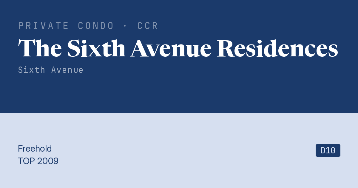 The Sixth Avenue Residences Resale | Price, Transactions, Rental & Analysis