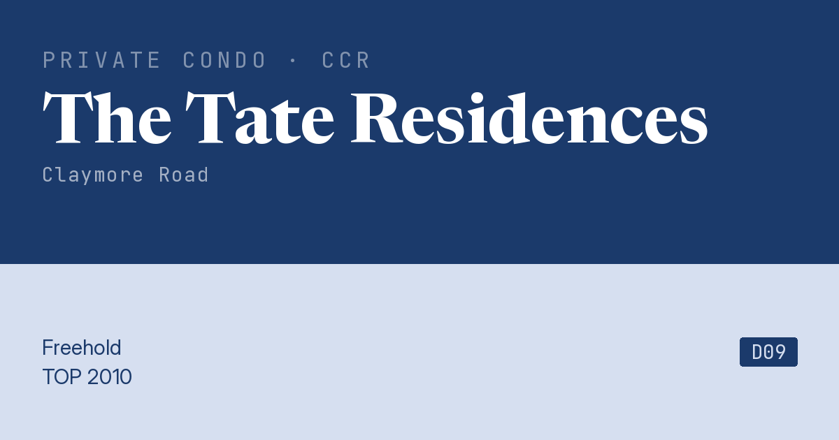 The Tate Residences Resale | Price, Transactions, Rental & Analysis