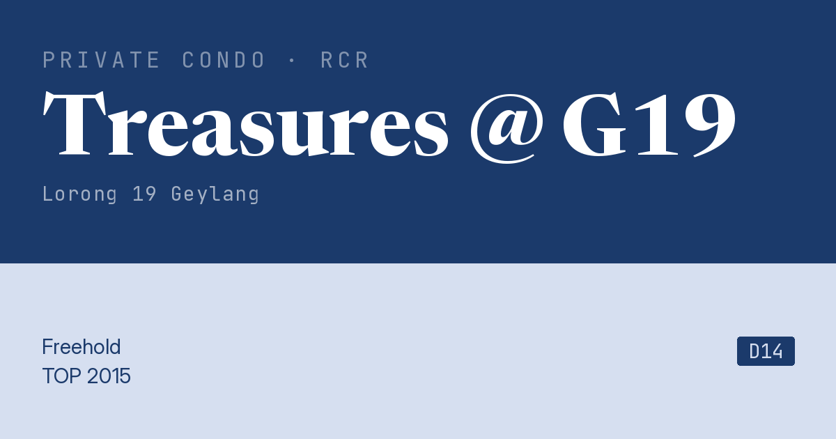 Treasures @ G19 Resale | Price, Transactions, Rental & Analysis