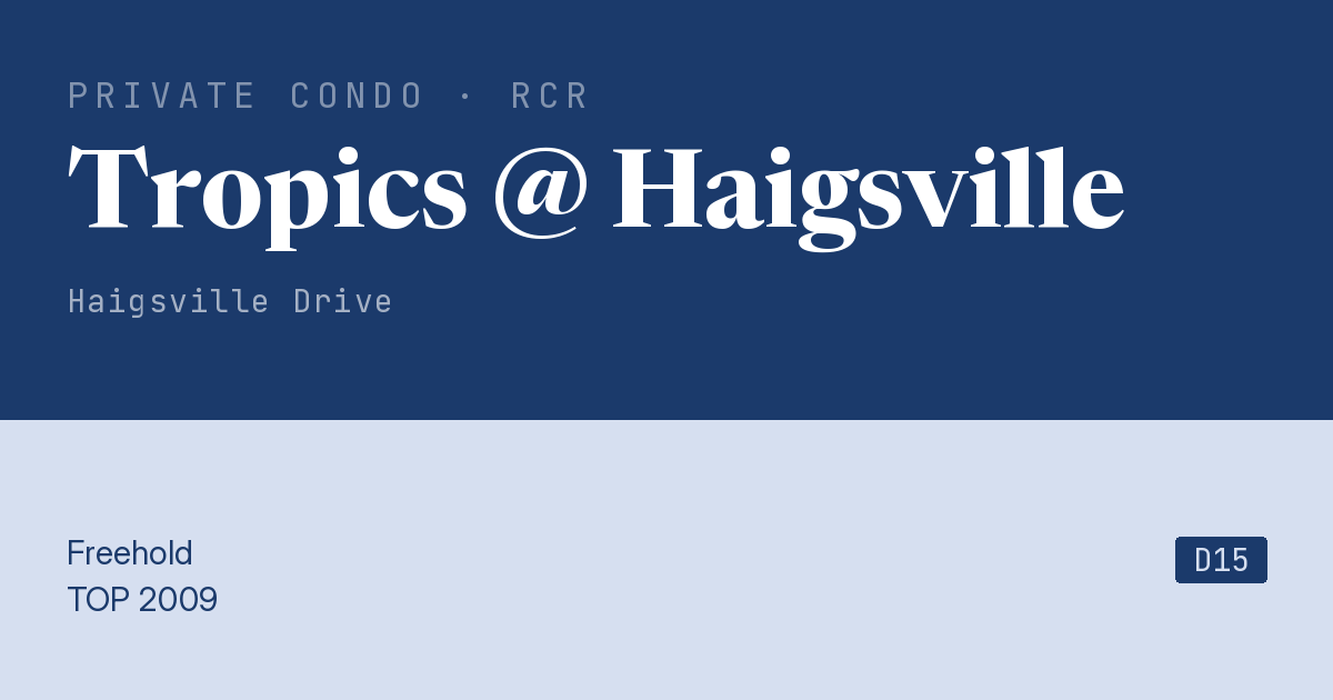 Tropics @ Haigsville Resale | Price, Transactions, Rental & Analysis