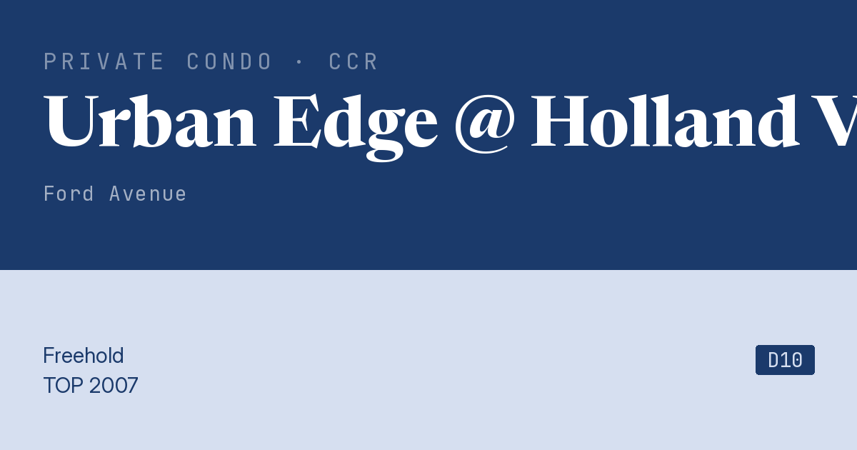 Urban Edge @ Holland V Resale | Price, Transactions, Rental & Analysis