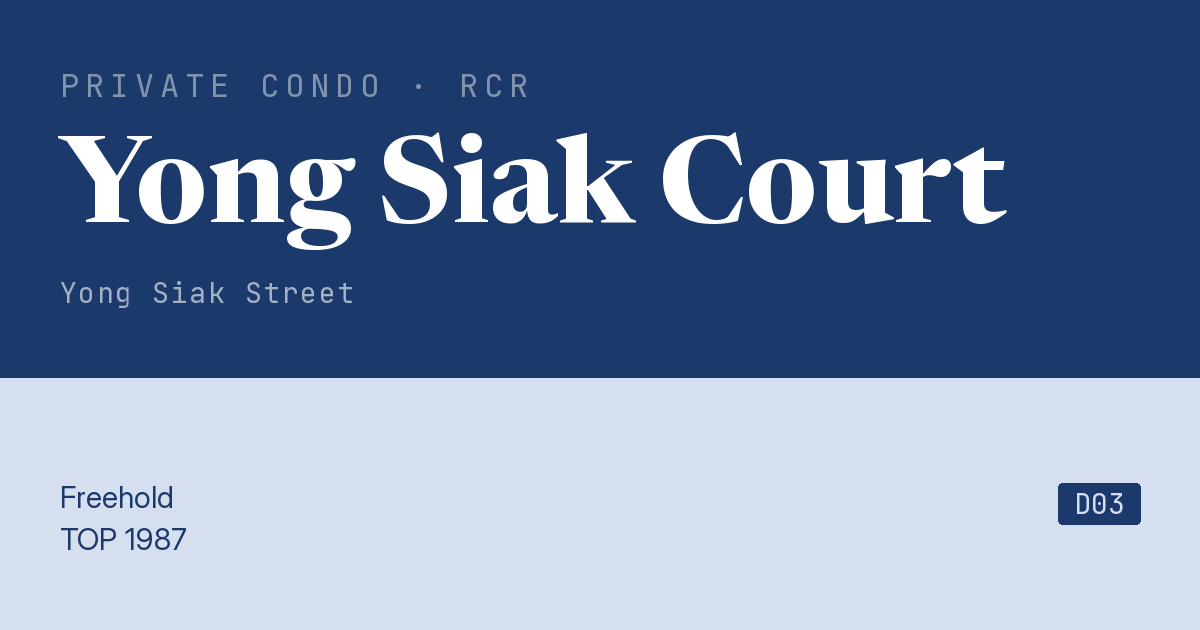 Yong Siak Court Resale | Price, Transactions, Rental & Analysis