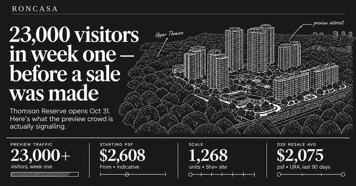 Thomson Reserve: 23,000 Preview Visitors, Sales Open Oct 31 — What the Crowd Is Actually Telling You — Roncasa Singapore property analysis