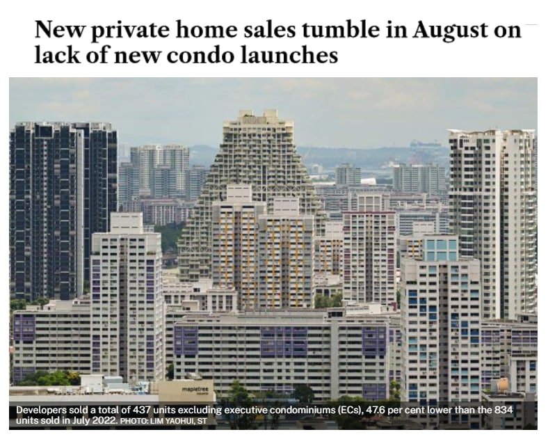New private home sales tumble due to lack of new launches
