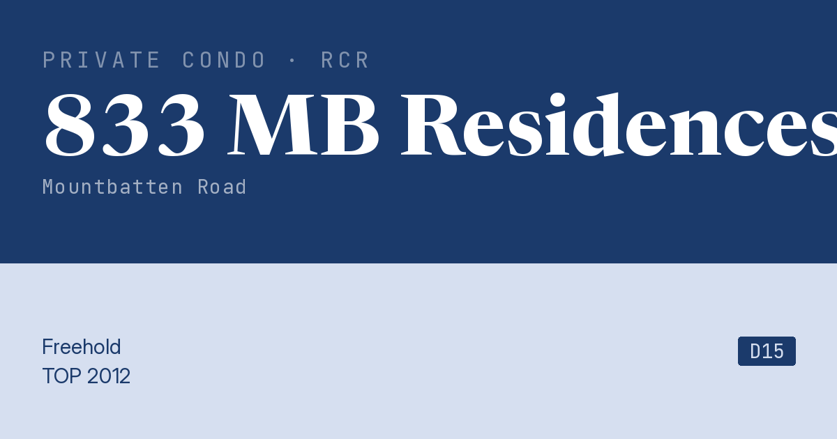 833 MB Residences Resale | Price, Transactions, Rental & Analysis