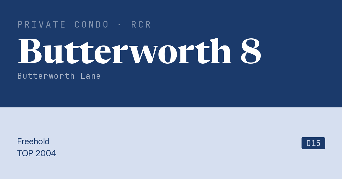 Butterworth 8 Resale | Price, Transactions, Rental & Analysis