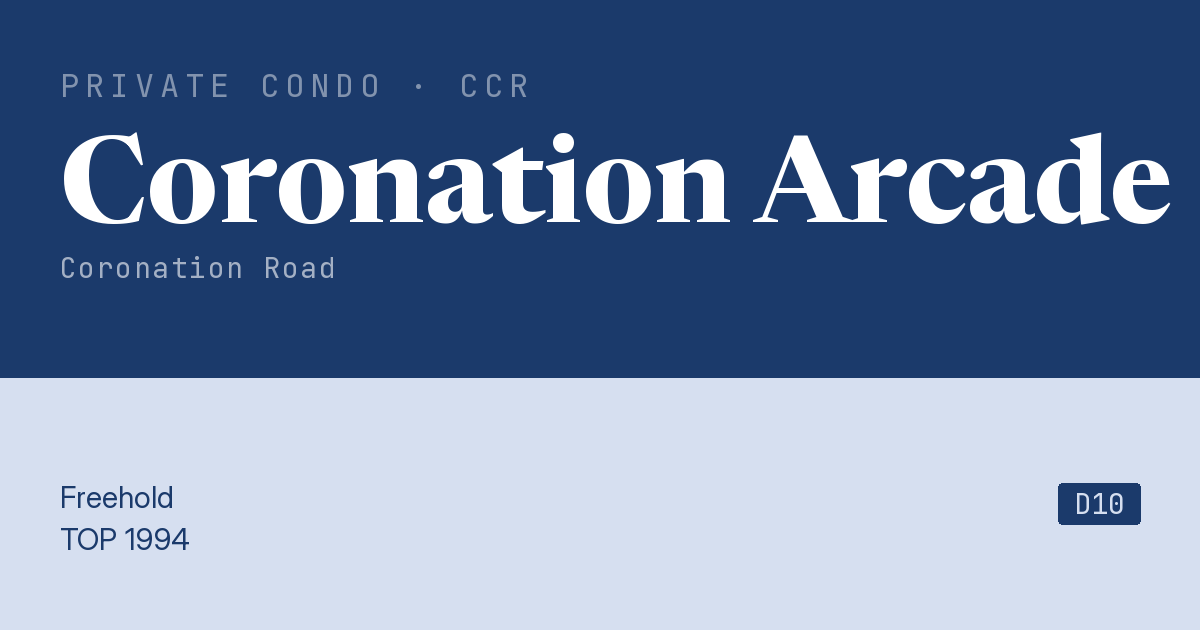Coronation Arcade Resale | Price, Transactions, Rental & Analysis