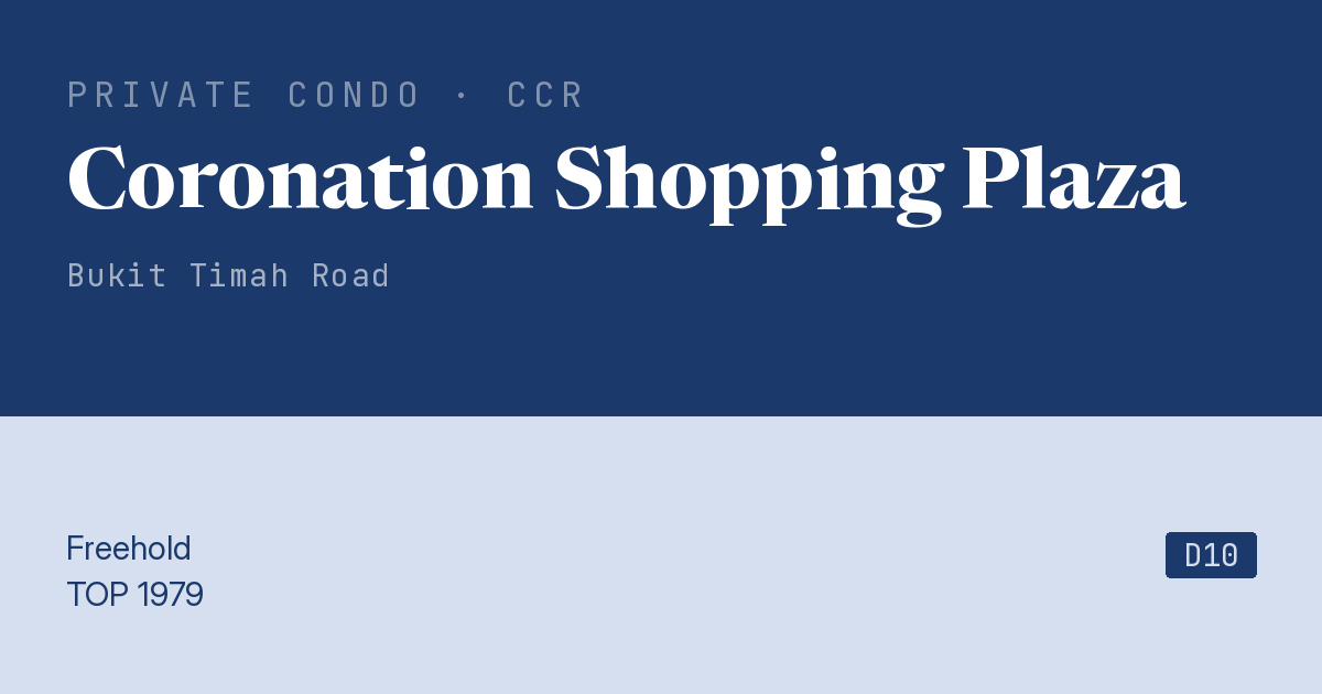 Coronation Shopping Plaza Resale | Price, Transactions, Rental & Analysis