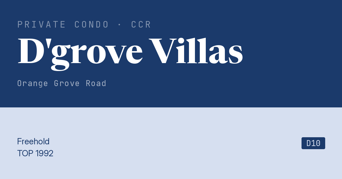 D'grove Villas Resale | Price, Transactions, Rental & Analysis