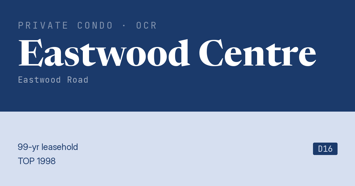 Eastwood Centre Resale | Price, Transactions, Rental & Analysis