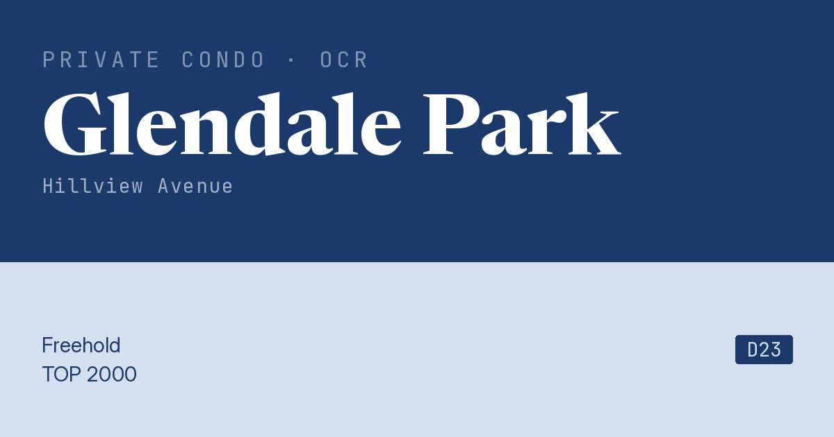 Glendale Park Resale | Price, Transactions, Rental & Analysis
