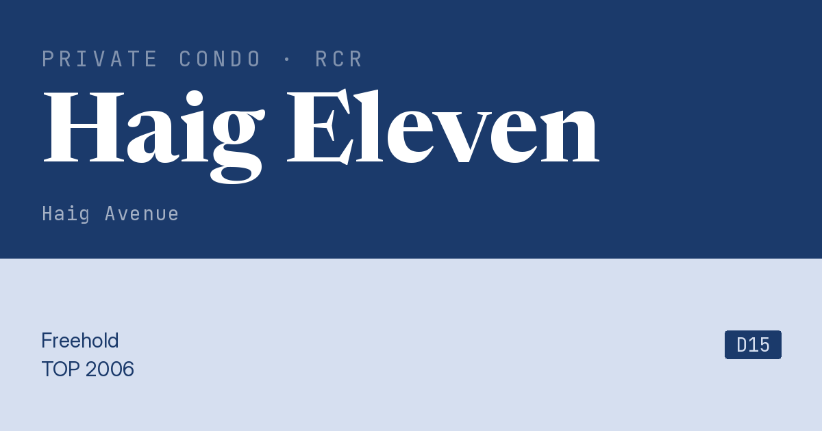 Haig Eleven Resale | Price, Transactions, Rental & Analysis