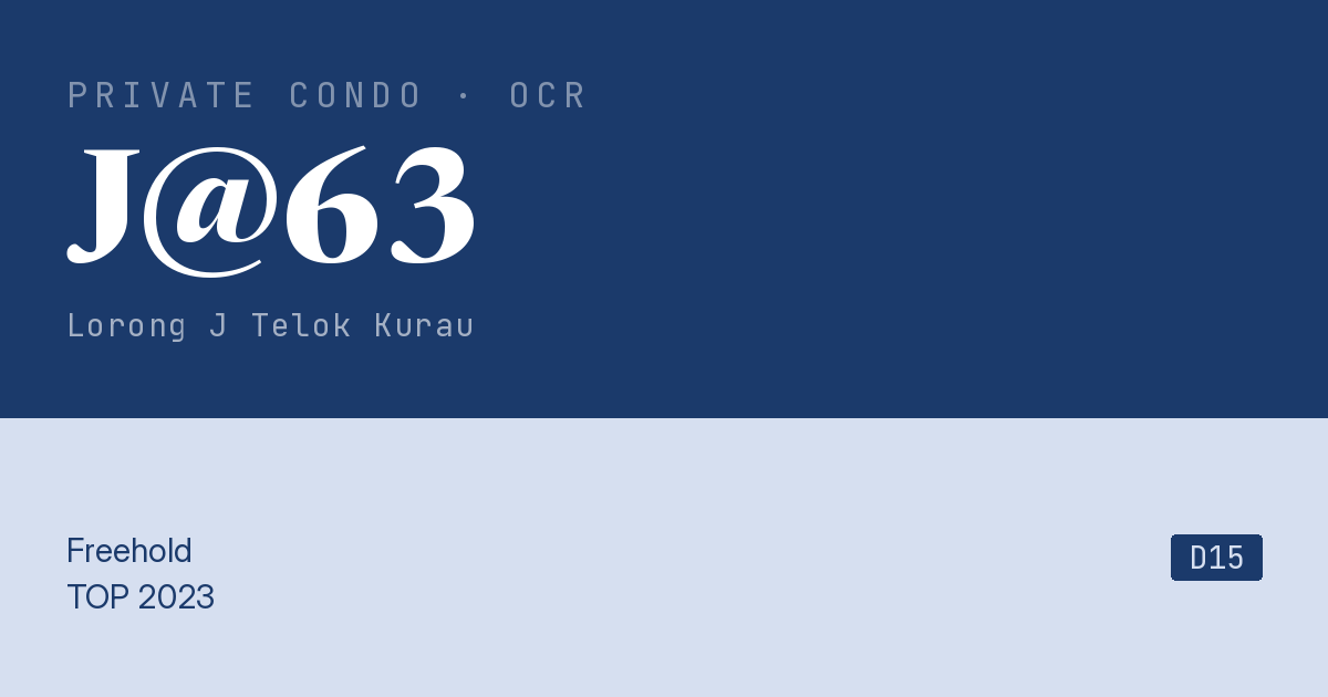 J@63 Resale | Price, Transactions, Rental & Analysis