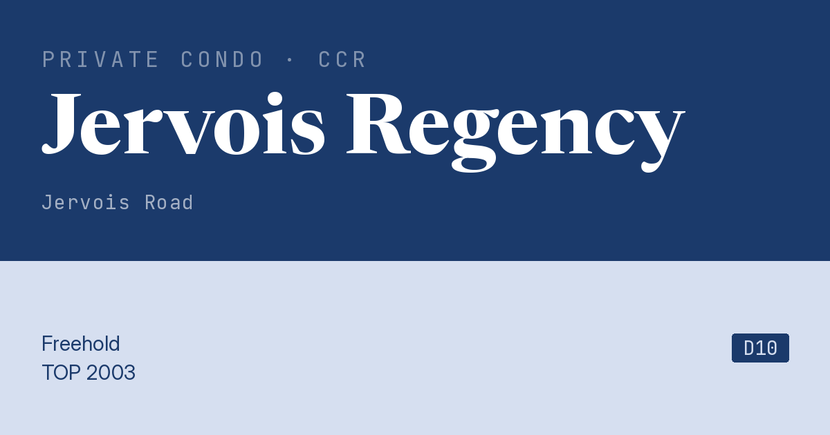 Jervois Regency Resale | Price, Transactions, Rental & Analysis