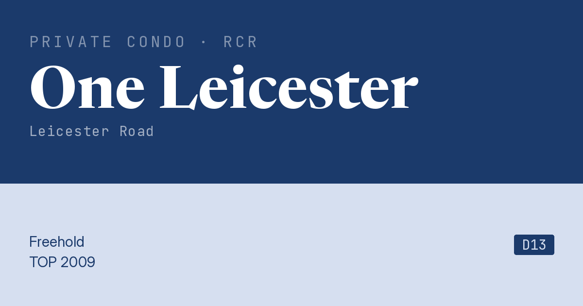 One Leicester Resale | Price, Transactions, Rental & Analysis