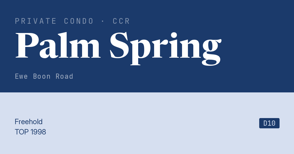 Palm Spring Resale | Price, Transactions, Rental & Analysis