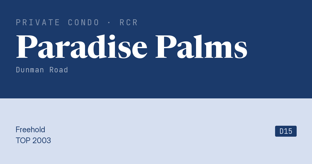 Paradise Palms Resale | Price, Transactions, Rental & Analysis