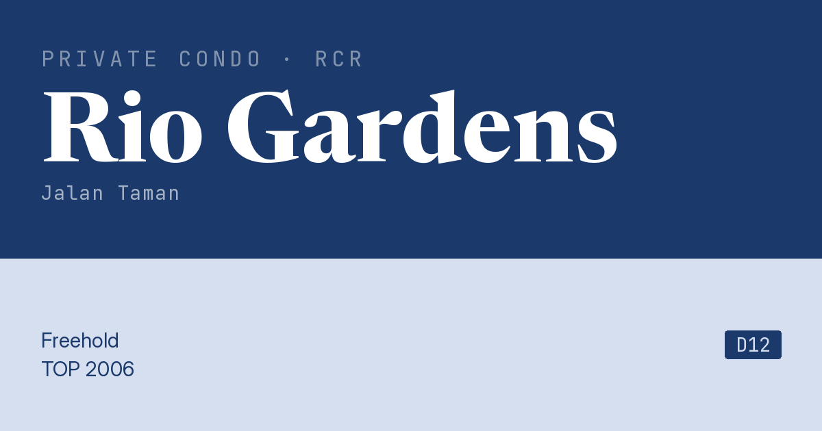 Rio Gardens Resale | Price, Transactions, Rental & Analysis