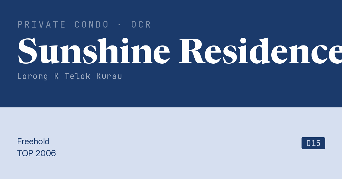 Sunshine Residence Resale | Price, Transactions, Rental & Analysis
